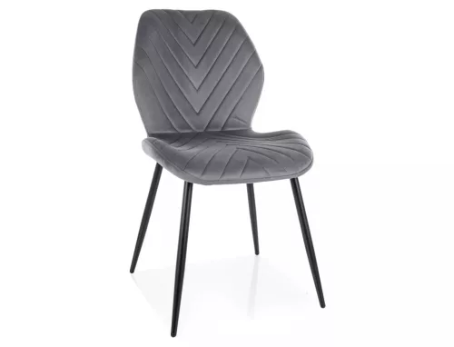 Mike Velvet Szürke Bársony Étkezőszék Fekete Fém Lábakkal