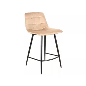 Mila H-2 Bársony Bézs Bárszék Fekete Fém Vázzal