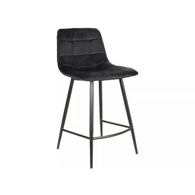 Mila H-2 Fekete Bársony Bárszék Fém Vázzal