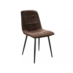   Mila Velvet Bársony Étkezőszék Barna Steppelt Fekete Vázzal