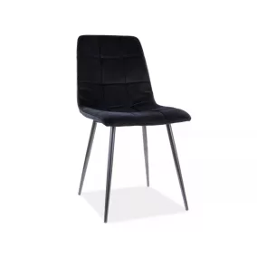 Mila Velvet Fekete Bársony Étkezőszék Matt Fém Vázzal
