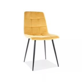   Mila Velvet Curry Bársony Étkezőszék Fekete Fém Lábakkal