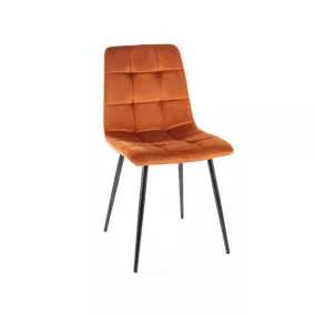   Mila Velvet Fahéj Bársony Étkezőszék Fekete Fém Lábakkal