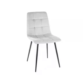   Mila Velvet Világosszürke Bársony Étkezőszék Fekete Fém Lábakkal