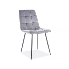 Mila Bluvel Bársony Étkezőszék Szürke Fém Vázzal