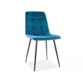   Mila Velvet Türkiz Bársony Étkezőszék Fekete Fém Lábakkal