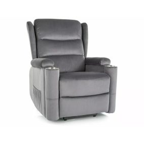 Minos Velvet Elektromos Relax Fotel Bársony Szürke