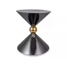   Mira Rozsdamentes Acél Dohányzóasztal Fekete Magasfényű Arany Díszgömbbel