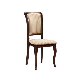 MN-SC Klasszikus Csíkos Kárpitozott Szék Diófa Bézs