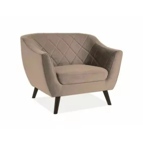 Molly Velvet Bársony Fotel Sötét Bézs Wenge Lábakkal