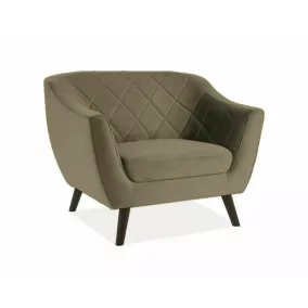 Molly Velvet Bársony Fotel Olívazöld Wenge Steppelt