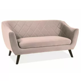 Molly Elegance Kétszemélyes Bársony Kanapé Bézs Steppelt