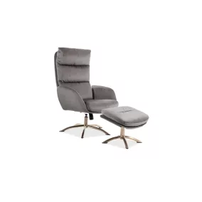 Monroe Luxus Bársony Pihenőfotel Lábtartóval Szürke