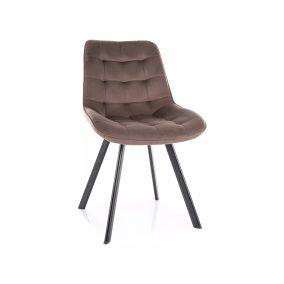   Monti Velvet Cappuccino Bársony Étkezőszék Fekete Fém Lábakkal