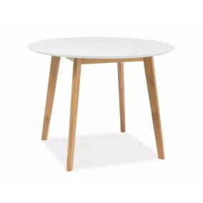 Mosso II Kerek MDF Étkezőasztal Fehér Tölgy Skandináv