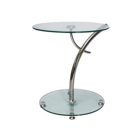 Muna Kerek Edzett Üveg Króm Dohányzóasztal