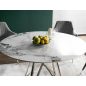   Murano Luxus Kerek Kerámia Étkezőasztal Márvány Fehér Króm Modern