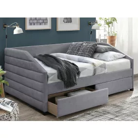   Nadia Velvet Luxus Egyszemélyes Bársony Ágy Szürke Tárolófiókkal