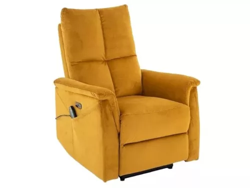 Neptun M Velvet Elektromos Relax Fotel Masszázs és Fűtés Funkcióval Mustársárga