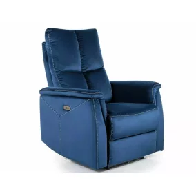   Neptun Velvet Elektromos Relax Fotel Bársony Tengerészkék USB
