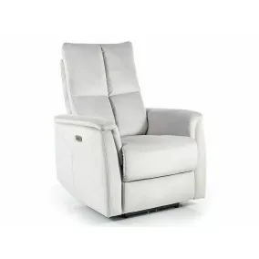   Neptun Velvet Elektromos Relax Fotel Világosszürke Bársony USB