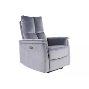   Neptun Elektromos Bársony Relax Fotel Szürke USB-csatlakozóval