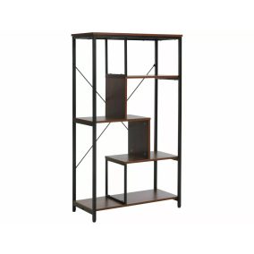   Net B Ipari Laminált Polcos Állvány Sötét Dió Fekete Vázzal