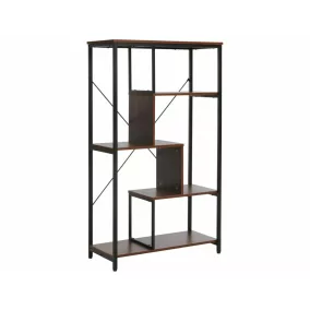   Net B Ipari Laminált Polcos Állvány Sötét Dió Fekete Vázzal