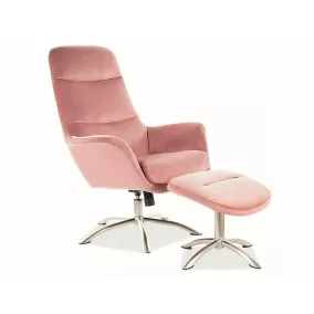   Nixon Luxus Bársony Pihenőfotel Antik Rózsaszín TILT Mechanikával