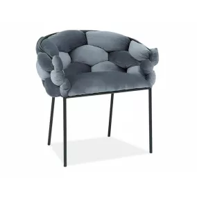 Norte Bluvel Fonott Bársony Szék Szürke Fémvázas Luxus