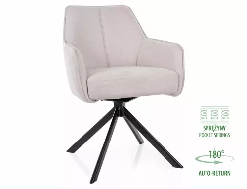 Notti Brego Forgó Étkezőszék Világos Bézs Szövet Fekete Fém Vázzal