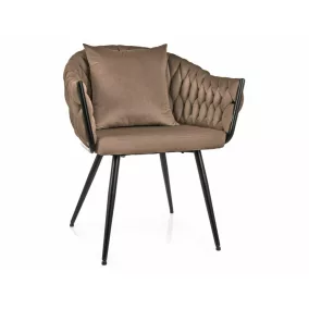   Nuvo Velvet Bársony Étkezőszék Sötétbézs Steppelt Háttámlával