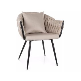   Nuvo Velvet Bársony Étkezőszék Világos Bézs Steppelt Háttámlával