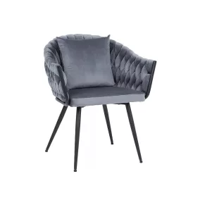   Nuvo Velvet Luxus Bársony Étkezőszék Szürke Steppelt Kárpitozással