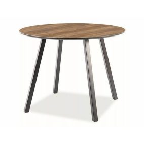 Oakland Kerek Étkezőasztal Dió MDF Fekete Vázzal