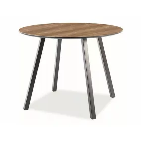 Oakland Kerek Étkezőasztal Dió MDF Fekete Vázzal