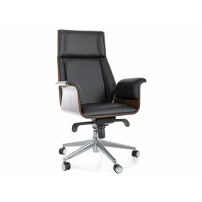  Alabama Executive Műbőr Forgószék Fekete Dió/Ezüst TILT
