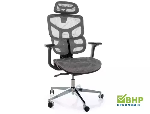 EQ-1 ergonomikus forgószék hálós háttámlával szürke 4D kartámasszal
