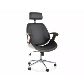 Kansas Executive Műbőr Forgószék Fekete Dió/Ezüst TILT