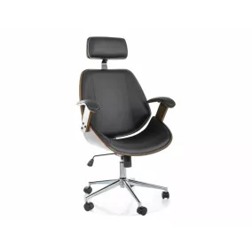 Kansas Executive Műbőr Forgószék Fekete Dió/Ezüst TILT