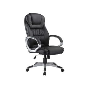   Q-031 Ergonomikus Műbőr Forgószék Fekete TILT Mechanikával