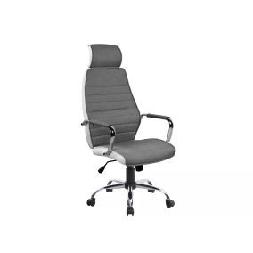   Q-035 Prémium Forgószék Szövet-Műbőr Szürke-Fehér Króm TILT