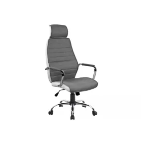   Q-035 Prémium Forgószék Szövet-Műbőr Szürke-Fehér Króm TILT