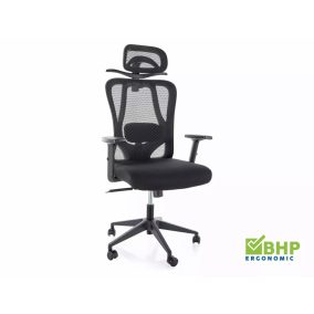 Q-080 Ergonomikus Hálós Forgószék Fejtámlával Fekete