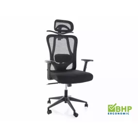 Q-080 Ergonomikus Hálós Forgószék Fejtámlával Fekete