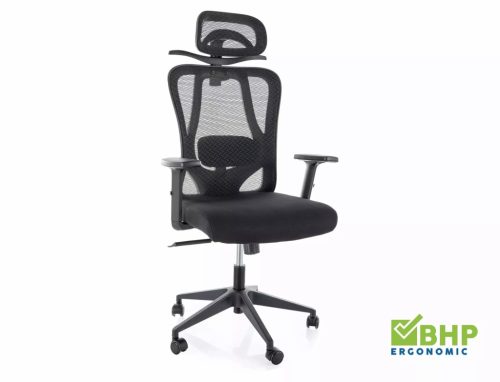 Q-080 Ergonomikus Hálós Forgószék Fejtámlával Fekete