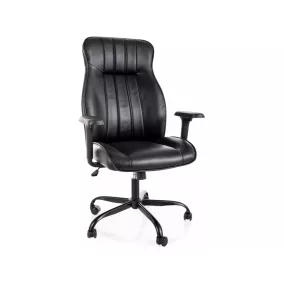   Q-093 Forgó Irodai Fotel Fekete Öko-bőr TILT Mechanizmussal 3D Kartámasszal