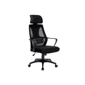 Q-095 Ergonomikus Hálós Forgószék Fejtámlával Fekete