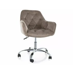   Q-190 Velvet Forgószék Bársony Sötétbézs Króm Tűzött