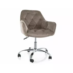   Q-190 Velvet Forgószék Bársony Sötétbézs Króm Tűzött